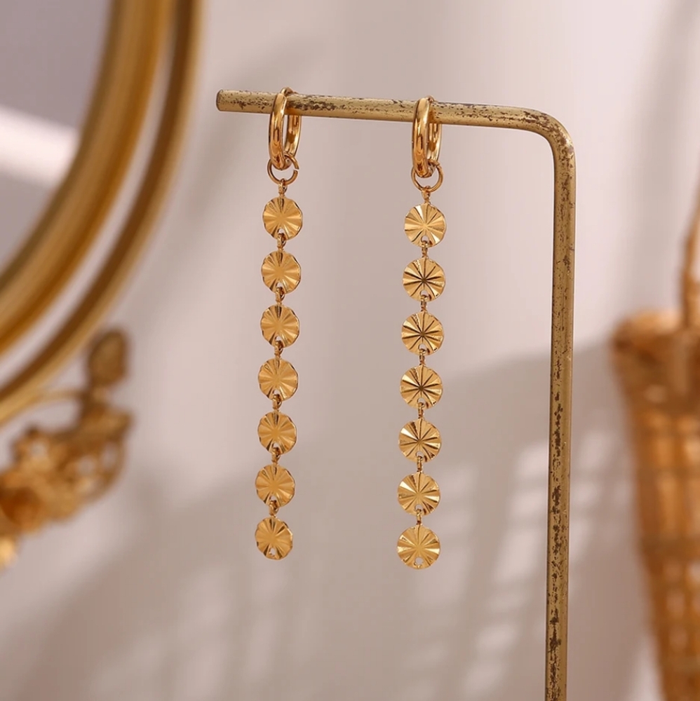 18k Tassel coin dangle earrings